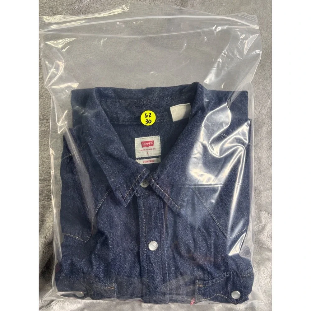 Levi's Standard Fit Western Men's Casual Button-Down Shirt L Blue